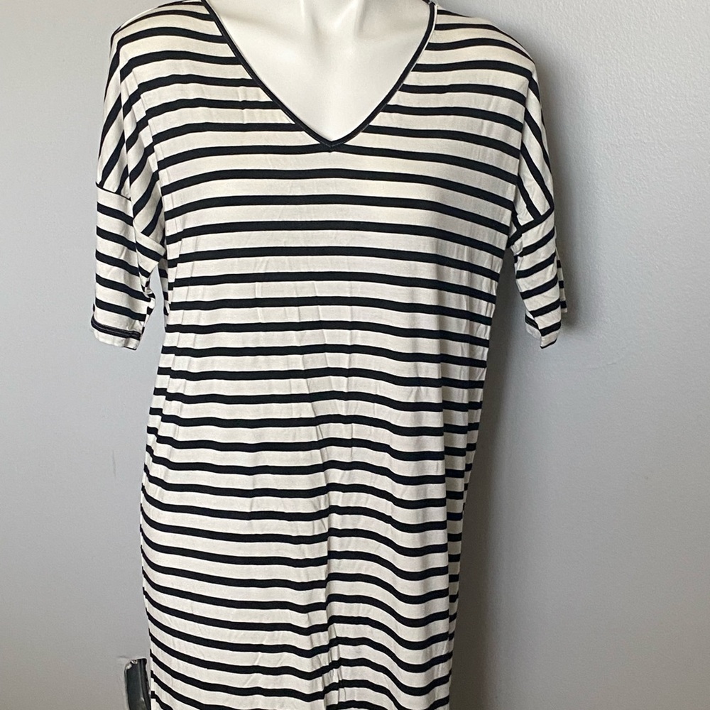 Carly Jean Black and White Striped dress